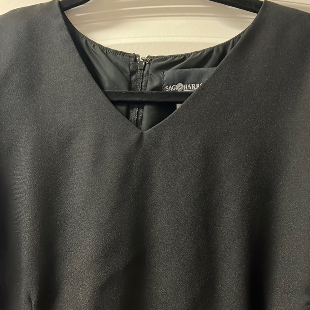 Black ladies dress size 14 T 1 piece dress with blk sequins on sleeves & bodice